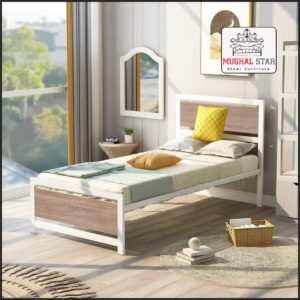 Single Iron Wood Bed – Elegant Iron Frame