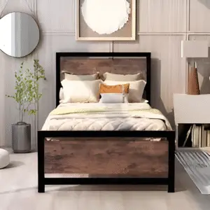 Iron Wood Single Bed – Stylish and Durable Iron Bed Design