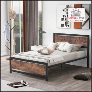Iron Wood Bed /Iron bed / Metal Bed / Mughal Star Steel Furniture