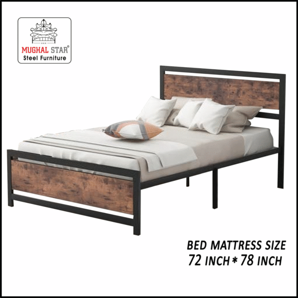 Iron Wood Bed /Iron bed / Metal Bed / Mughal Star Steel Furniture - Image 2