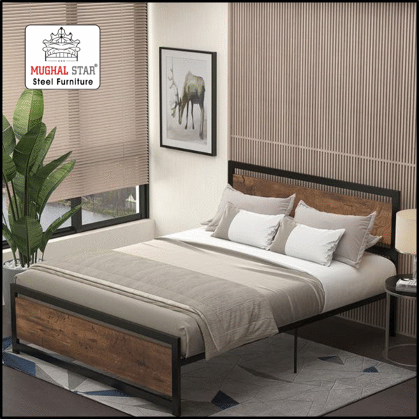 Iron Wood Bed /Iron bed / Metal Bed / Mughal Star Steel Furniture - Image 3